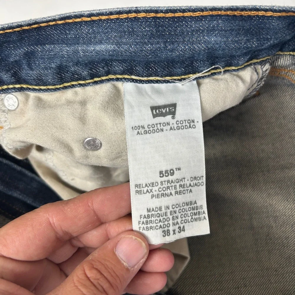 Levi's 559 Relaxed Straight Jeans Mens 38x34 Blue 100% Cotton Denim